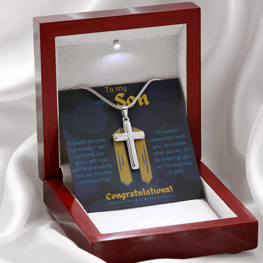 To My Son on His Graduation | Stainless Steel Cross Necklace