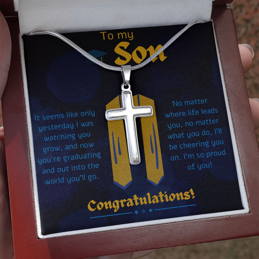 To My Son on His Graduation | Stainless Steel Cross Necklace
