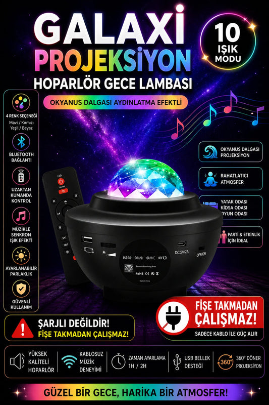 Galaksi Projeksiyon Gece Lambası